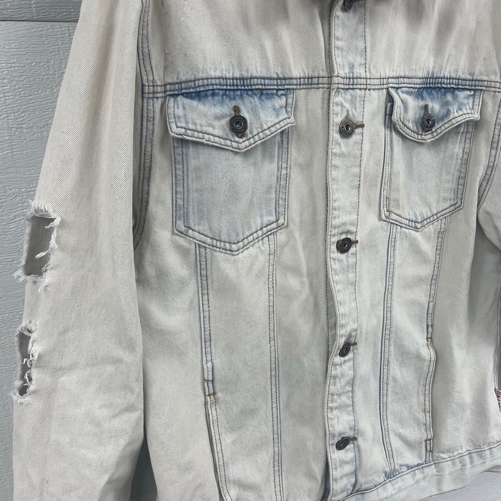 Brooklyn Cloth Denim Jacket Distressed Light Wash Button Front XL‎ trucker - Picture 7 of 16